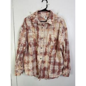 BDG Shirt Womens Large Flannel Button Up Western Country Casual Cowgirl Farm